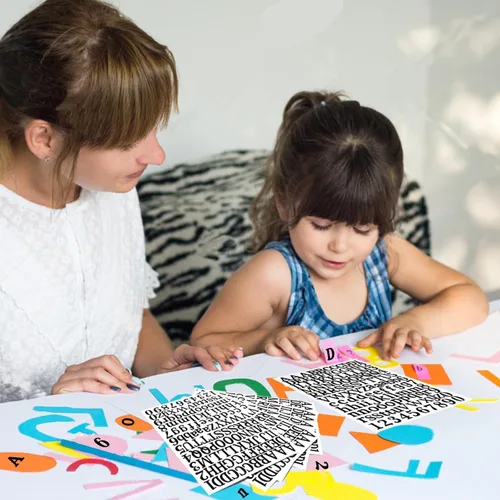 Miniatura 6 de 10 hojas de calcomanías de letras de vinilo negro, 1200 piezas de calcomanías autoadhesivas de números y alfabeto, números de buzón para letreros