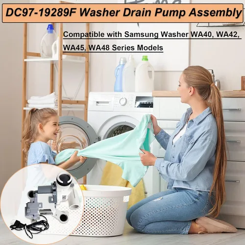 Miniatura 2 de DC97-19289F PX3516-01 Conjunto de bomba de drenaje de lavadora compatible con Samsung WA45M7050AW/A4 WA45H7000AW/A2 WA45T3200AW/A4 WA45N3050AW/A4