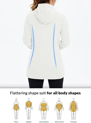 Miniatura 2 de BALEAF Chaqueta larga de forro polar con capucha y cremallera completa para mujer, abrigo de invierno suave y ligero