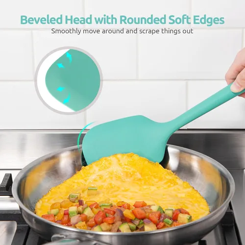 Miniatura 8 de Utensilios de cocina resistentes al calor de 600ºF: U-Taste Juego de herramientas de cocina de silicona extra largas de 13.6 pulgadas, espátula (3)