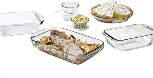Miniatura 4 de Plato hondo para pasteles Anchor Hocking 81214L11 de Oven Basics; 9.5 pulgadas, transparente, Cazuela, Transparente