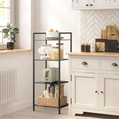 Miniatura 8 de SONGMICS Estante de almacenamiento de 4 niveles, estante de baño, soporte extensible para plantas con estante ajustable, para baño, sala de estar