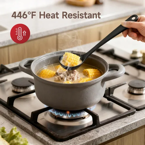 Miniatura 5 de Juego de utensilios de cocina de silicona con soporte grande giratorio de 360° de 7.3 pulgadas, juego de utensilios de cocina de silicona no tóxicos