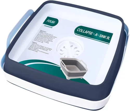 Miniatura 3 de FOSJGO 2.4 Gal (9L) Lavabo Plegable con Tapón de Drenaje, Lavabo Plegable Multiusos Ahorrador de Espacio, Fregadero, Lavabo de Cocina para Acampar