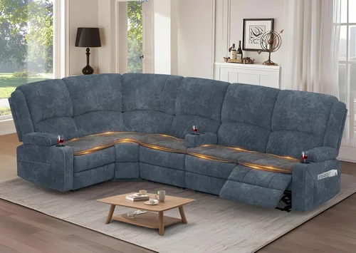 Miniatura 29 de Yolsali Sofá reclinable, sofá reclinable manual de 3 plazas con cojín de 2 niveles, sofás reclinables para sala de estar con consola removible