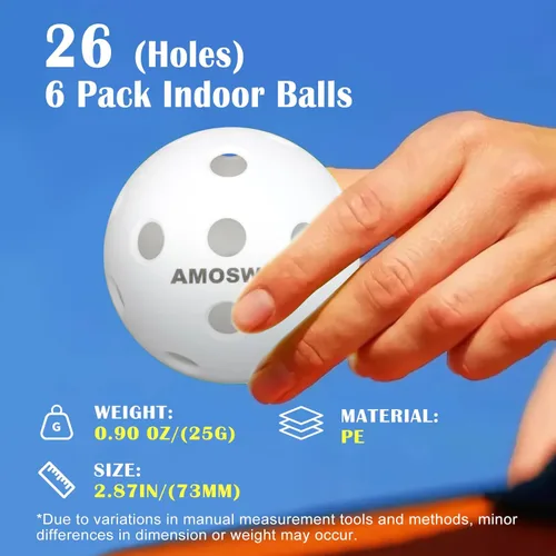 Miniatura 4 de Indoor Pickleball Balls, 6/12 Pack of 26 Holes Pickleballs, USAPA Approved Indoor Pickleballs Set, High Visibility Durable Pickle Balls for Training