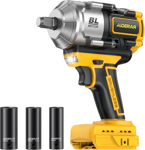 Llave de impacto inalámbrica de 20 V para batería DeWalt, 1500 Nm (1106 pies-libras) pistola de impacto sin escobillas de 1/2 pulgada, herramienta