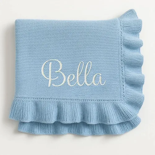Miniatura 8 de Nonnie Manta Personalizada para Bebé con Nombre - Manta Bordada y Ruffle Personalizada para Recién Nacido, 30x40 pulgadas, Regalo Personalizado