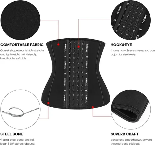 Miniatura 4 de KIMIKAL Corsé de cintura para mujer, faja moldeadora de cintura, fajas colombianas, reductor de cintura, control de barriga, huesos de acero, tops