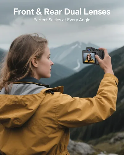 Miniatura 3 de Fulealfly Cámara digital 8K para fotografía, cámara WiFi de enfoque automático de 88 MP para video de YouTube con lente frontal y trasera, flash