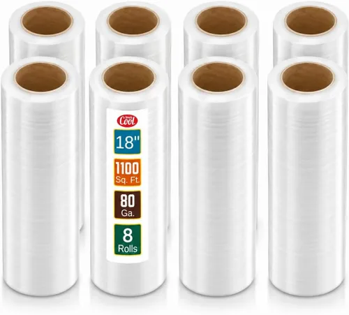 Miniatura 11 de Stretch Wrap - Rollos de plástico transparente para palé de plástico, resistente, 18 x 11 pulgadas, calibre 80 (grosor de 20 micras), autoadhesivo
