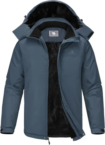 CAMEL CROWN Chaqueta de Esquí de Invierno para Hombre Abrigos de Nieve de Montaña Impermeable Capucha Desmontable Resistente al Viento Chaquetas de