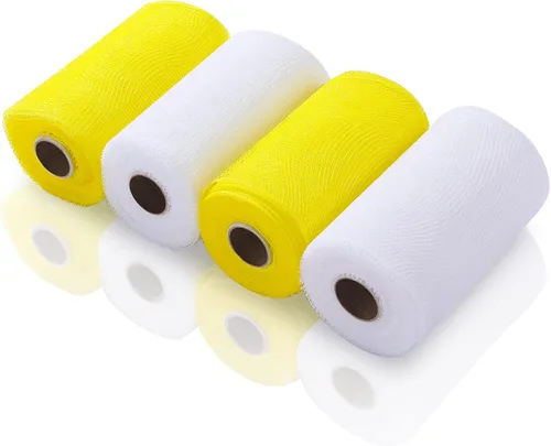 Waydress 4 rollos de cinta de malla para decoración de Pascua, suministros de cinta de malla de polietileno para decoración de coronas de Halloween,