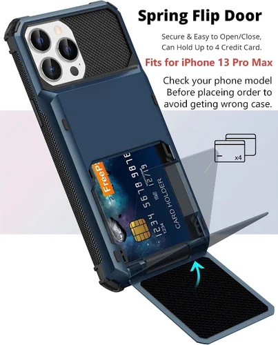 Miniatura 2 de TITACUTE Funda Cartera para iPhone 13 Pro Max con Soporte para 4 Tarjetas de Crédito, Diseño de Tapa Plegable, Ranura para ID, Bolsillo Trasero