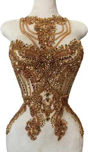 Apliques hechos a mano de cristal sobre encaje, diamantes de imitación para coser, cuentas de flecos, parches de lentejuelas, accesorios de Champán