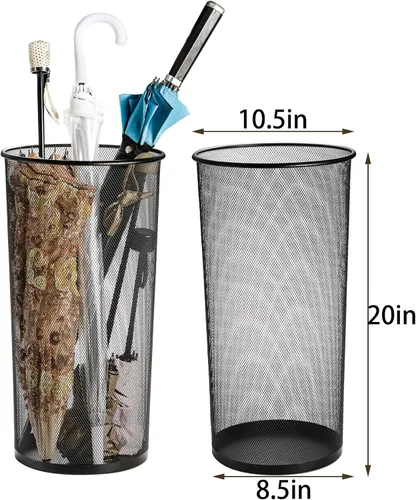 Miniatura 2 de Youeon Paquete de 2 soportes grandes para paraguas, 10.5 x 20 pulgadas, de malla metálica, cubo independiente para paraguas, bastones, bastones