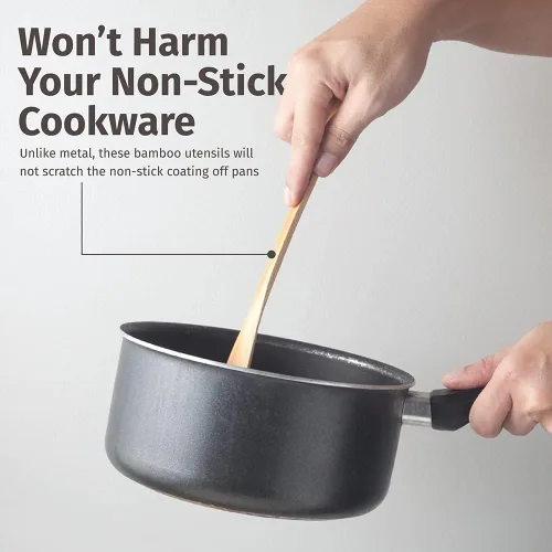 Miniatura 4 de PrintSupremacy - Juego de cucharas de cocina de bambú, utensilios de cocina de madera antiadherente, utensilios de cocina, regalo para inauguración