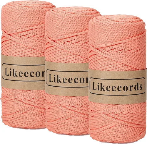 Miniatura 22 de Likeecords Cordón de macramé trenzado de poliéster de 0.157 in, 140 yardas/426 pies, hilo elástico para bolsa de ganchillo para manualidades, Verde