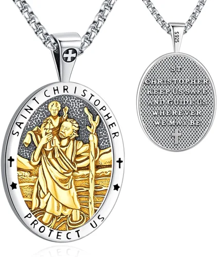 Miniatura 139 de Eusense San Miguel San Cristóbal San Benito San Judas Virgen María Collar chapado en oro 925 joyería religiosa para hombres y mujeres, collar