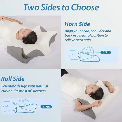 Miniatura 4 de Doreve Cloudfaser - Almohada cervical para el cuello, almohada de alivio del dolor y dormir, contorno ergonómico para dormir de lado, cuello