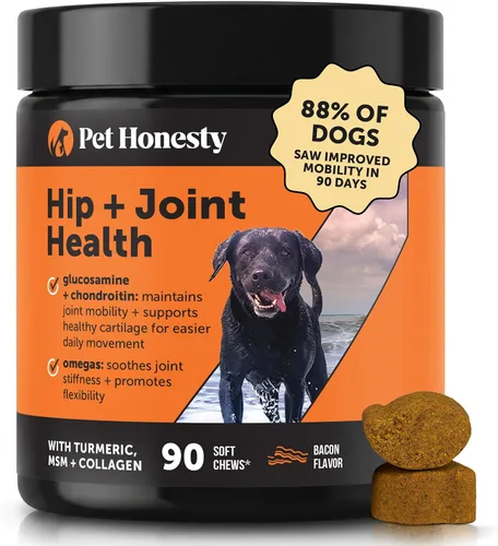 PetHonesty - Masticables suaves para la salud de cadera y articulaciones en perros, suplemento para articulaciones con glucosamina, condroitina,