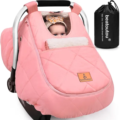 beatoutou Funda de asiento de automóvil de invierno para bebé, toldo impermeable de asiento de automóvil de invierno para niñas, clima frío, fundas