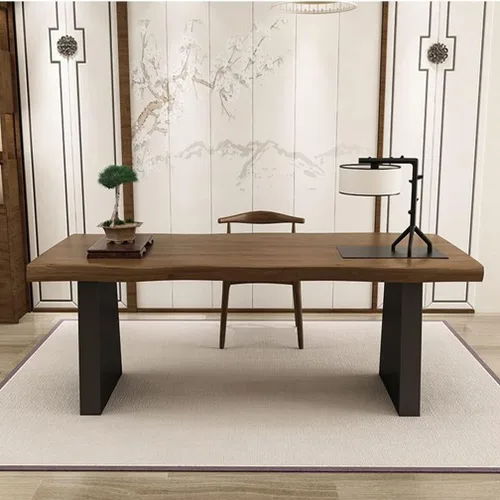 Miniatura 4 de Escritorio para computadora de madera maciza para oficina en casa, mesa larga multifuncional simple y moderna, patas de metal fuertes Mesa de pino