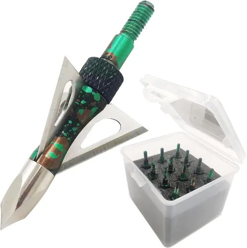 Miniatura 11 de Cabezas de caza con 3 cuchillas para tiro con arco, 100 o 125, grano, 12 unidades, puntas de flecha atornilladas, compatibles con arcos Rojo