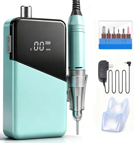 Taladro eléctrico de uñas, portátil, recargable, 35000 rpm, lima de uñas eléctrica, herramientas eléctricas de uñas acrílicas, pulido, eliminación