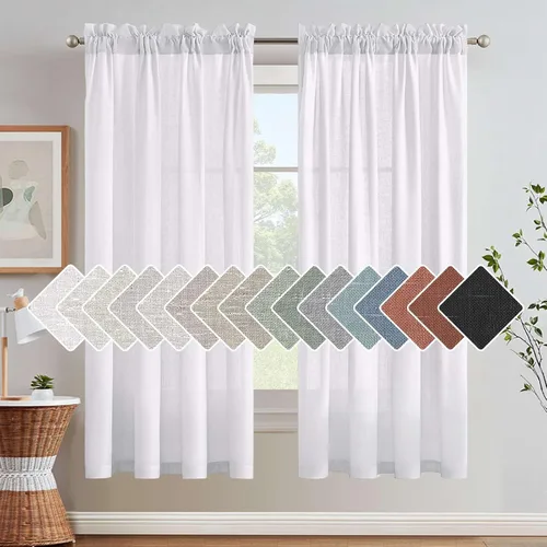 Miniatura 64 de H.VERSAILTEX Cortinas de Lino con Textura Filtradoras de Luz para Tratamiento de Ventanas de Sala de Estar, Cortinas Naturales Duraderas