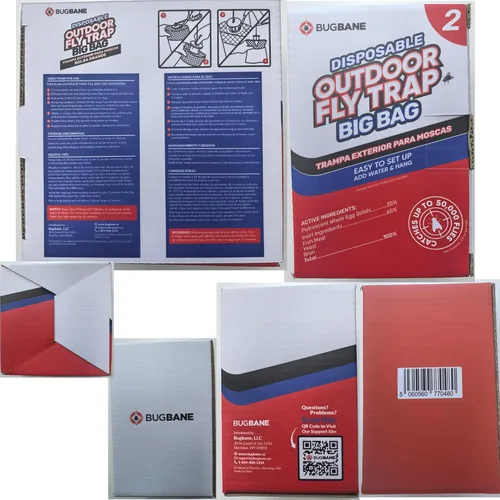 Miniatura 9 de Trampas para moscas para exteriores para patio. 2 bolsas grandes no tóxicas para moscas precebadas desechables al aire libre. Grandes atrapadores