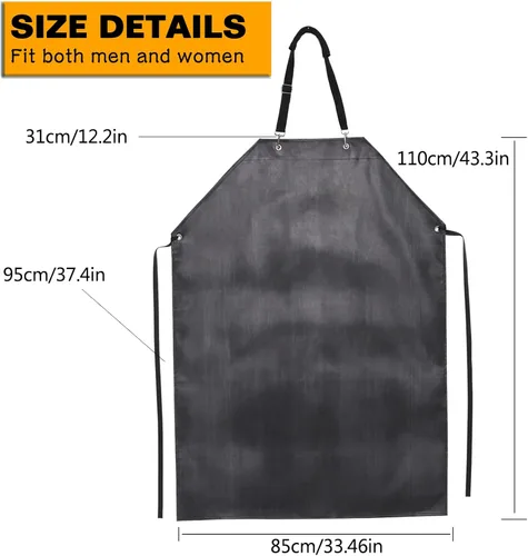 Miniatura 2 de Homsolver Delantal impermeable de goma gruesa, delantal ajustable para lavar platos, delantal de trabajo para cocinar, limpiar peces, jardinería