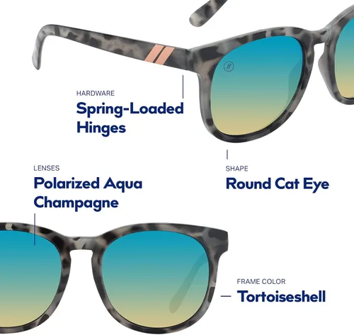 Miniatura 45 de Blenders Eyewear Serie H - Gafas de sol polarizadas - Ojo de gato redondo, bisagra con resorte - 100% protección UV - Para mujer