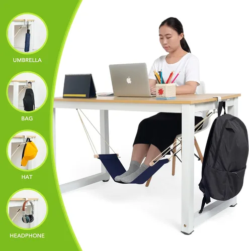 Miniatura 5 de iMissiu Hamaca para pies debajo del escritorio, reposapiés ajustable de oficina debajo del escritorio, hamaca portátil para pies de escritorio