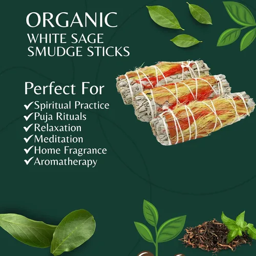 Miniatura 4 de SOUL STICKS Paquete de 3 barras de salvia blanca floral con flores para limpiar el hogar, meditación, yoga, curación y manchas, California de origen