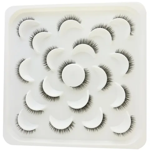 Miniatura 7 de DAODER Pestañas postizas de 0.394 pulgadas (0.394 pulgadas), pestañas gruesas y cortas de visón, aspecto natural con banda transparente, rizo D
