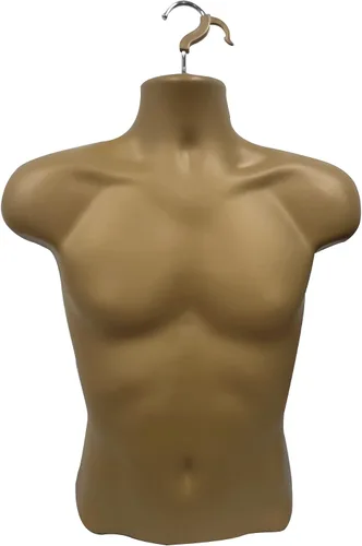 Maniquí masculino con espalda hueca y cuerpo apilable con ganchos para colgar para exhibición de camisetas, encimera, ferias de manualidades, fotos