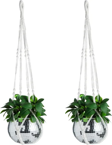 Miniatura 8 de Colgador de macramé para plantas con cuerda corta (sin borla) – 23 pulgadas – Cordón de macramé de algodón para macetas de decoración bohemia