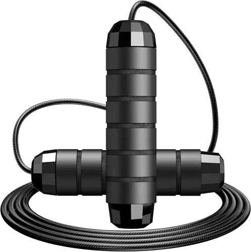 Jump Rope,Tangle-Free Rapid Speed Jump Rope with Ball Bearings for Men,Women and Kids,Adjustable Steel Skipping Rope with Ergonomic Foam Handles,A