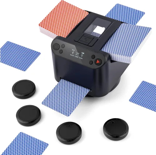 Miniatura 8 de Homwom Barajador automático de cartas de juego, UNO, Texas Hold'em, Poker, juegos de cartas caseras, blackjack, máquina de barajar póquer eléctrica