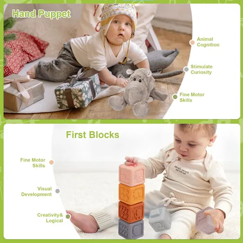 Miniatura 5 de Kit de juego Adena Montessori para bebés de 7-12 meses, juguetes educativos de desarrollo cerebral de 6 en 1 para niños pequeños que incluyen primer