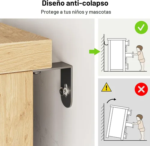 Miniatura 6 de Jocoevol Cómoda de Roble de 6 Cajones para Dormitorio, Cómoda Acanalada Moderna, Cómodas de Dormitorio con Cajones, Cofre Grande de Cajones