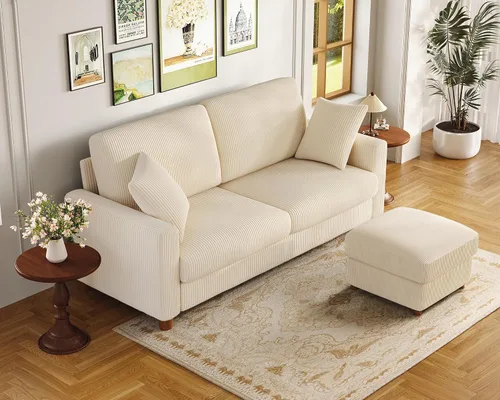 Miniatura 15 de Kidirect Silla de acento extragrande de 35.5 pulgadas, sillas de sala de montaje fácil, silla de lectura de pana para dormitorio, sillas de acento