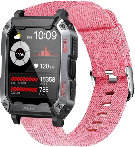 Miniatura 5 de Lamshaw Compatible con ALKAI N27 Smart Watch, correa de repuesto de tela tejida de nailon transpirable compatible con ALKAI N27 2.02 pulgadas Smart