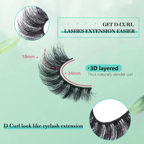 Miniatura 3 de Pestañas postizas de visón con volumen que parecen extensiones glamorosas y rizadas, paquete de 5 pares