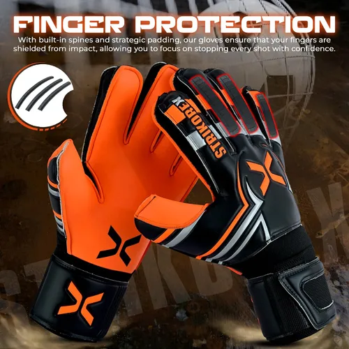 Miniatura 2 de Guantes de portero para niños y jóvenes con palma de látex de 0.157 in, agarre fuerte, guantes de fútbol para adultos y niños con dedos Fluo
