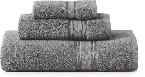 Miniatura 18 de Lane Linen Juego de 4 toallas de baño de 100 % algodón (35 x 66 pulgadas), juego de toallas de baño extragrandes de algodón sin torsión, secado Gris