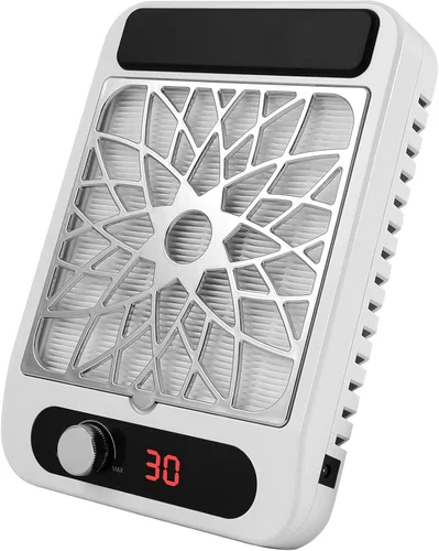 Aspirador colector de polvo de uñas para técnicos de uñas – Potente succión, ventilador silencioso de 3 velocidades, filtro HEPA reutilizable,