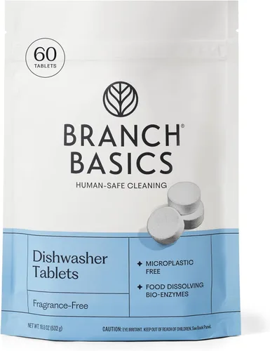 Branch Basics Tabletas para lavavajillas – 60 unidades | Sin plástico, sin fragancia, seguras para humanos, reemplazo de cápsulas de lavavajillas |