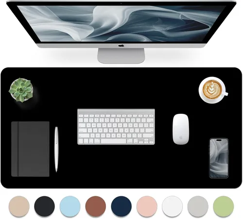 Miniatura 60 de Bloss Almohadilla de escritorio de cuero y reposamuñecas para teclado, alfombrilla grande para mouse + almohadilla para teclado + soporte de muñeca